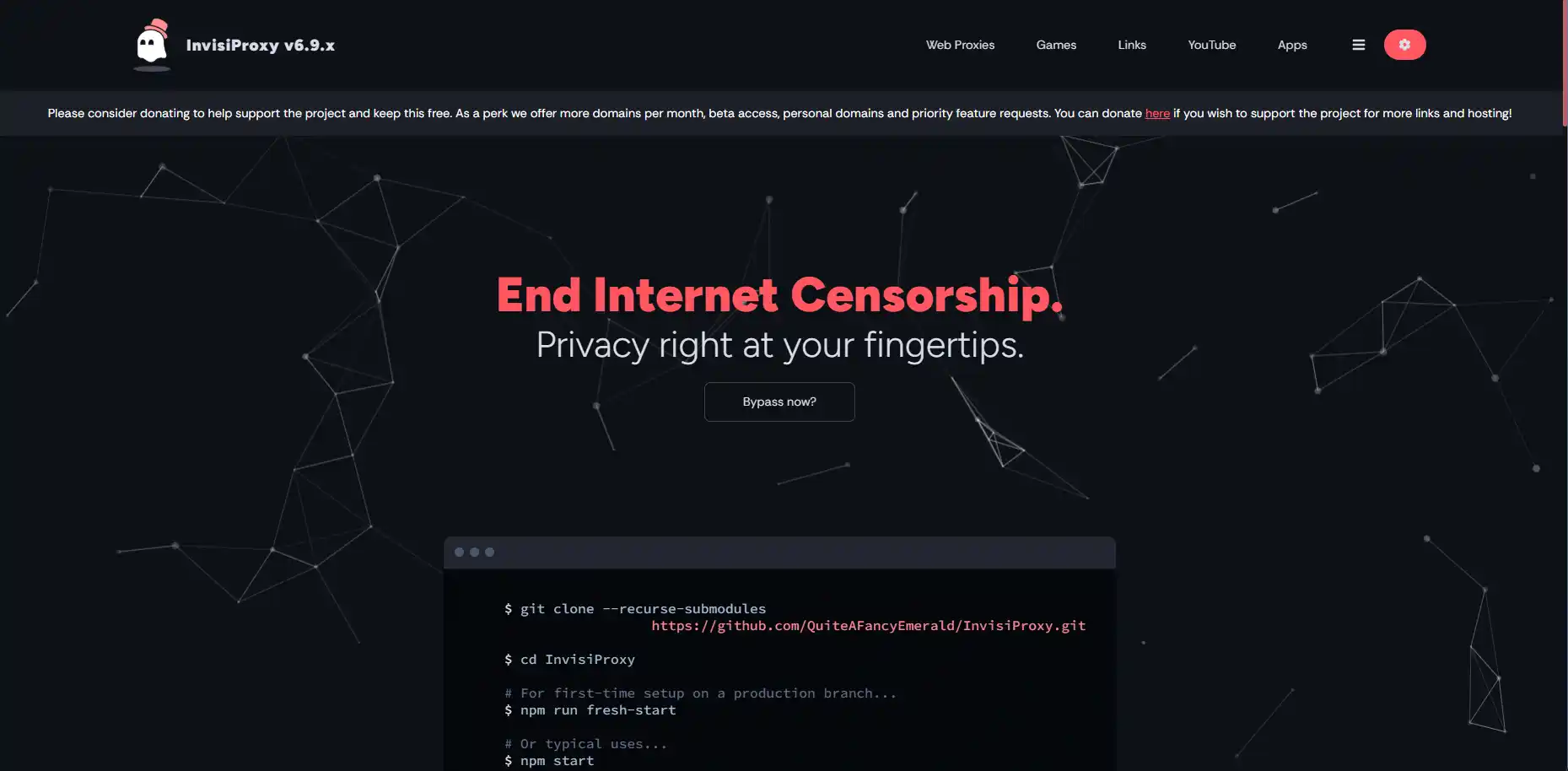 Preview of InvisiProxy interface showing user-friendly design and features